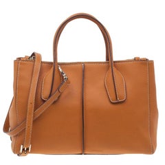Tod's Orange Leather D-Styling Shopper Tote