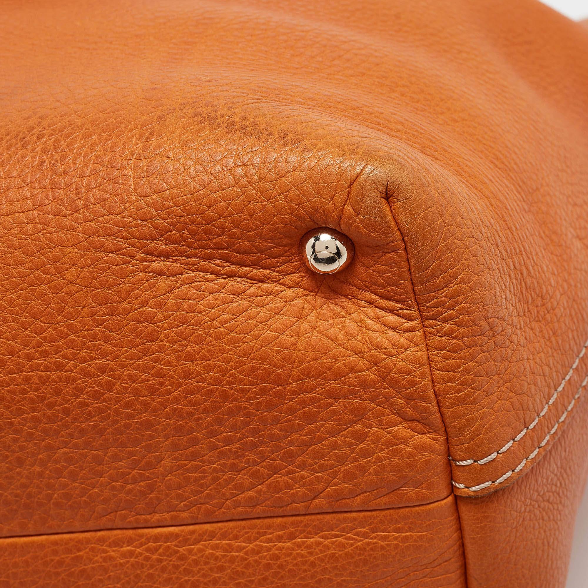 Tod's Orange Leather Flap Tote 4