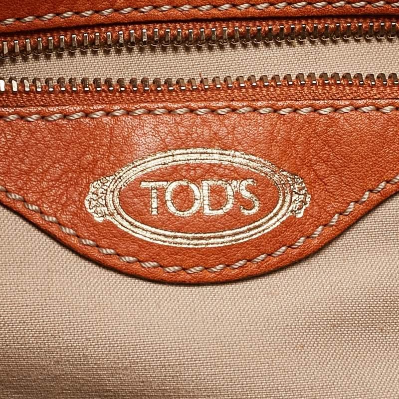 Tod's Orange Leather Flap Tote 5