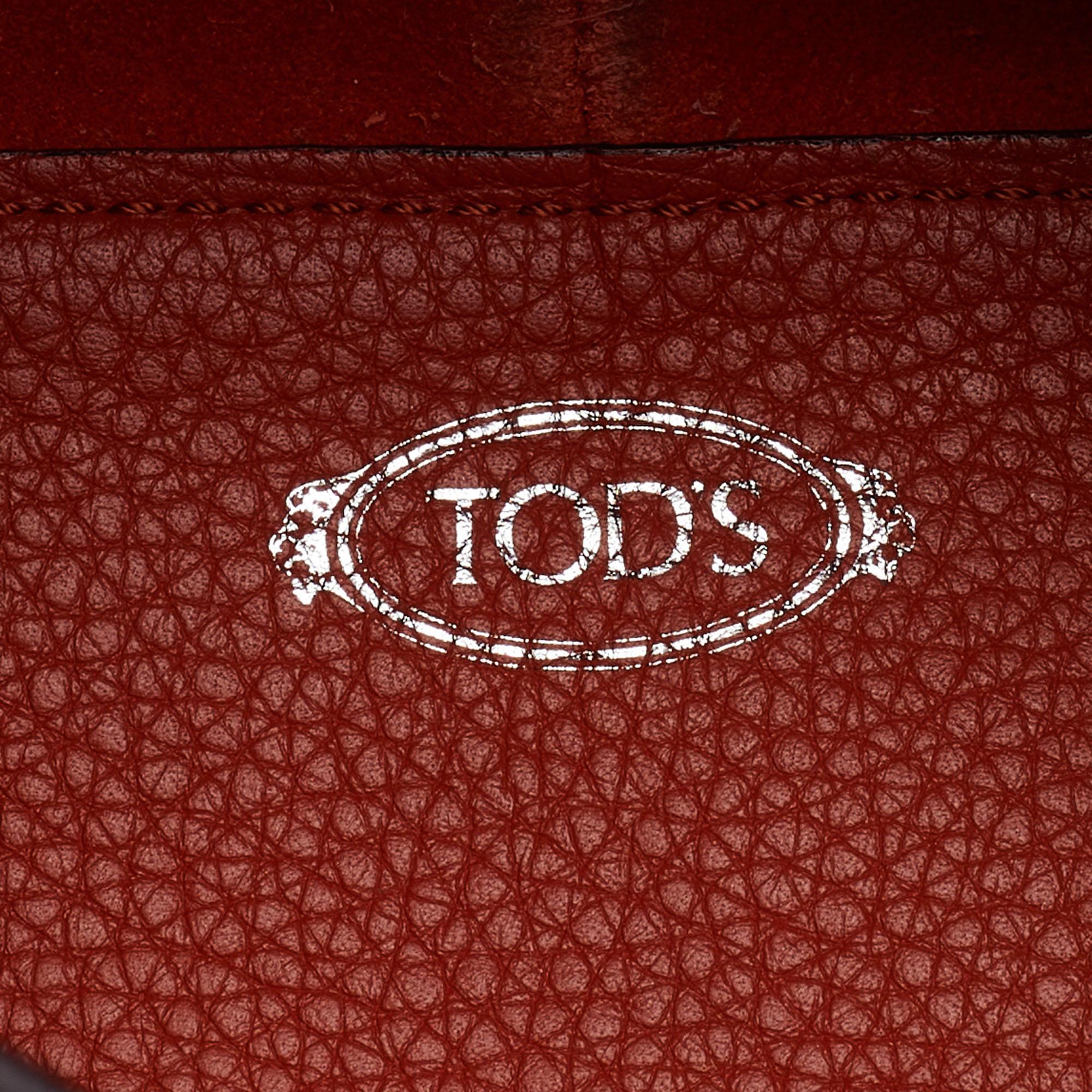 Tod's Orange Leather Medium Joy Shopper Tote 3