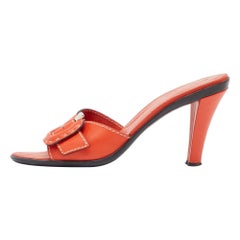 Tod's Orange Leather Slide Sandals Size 38.5