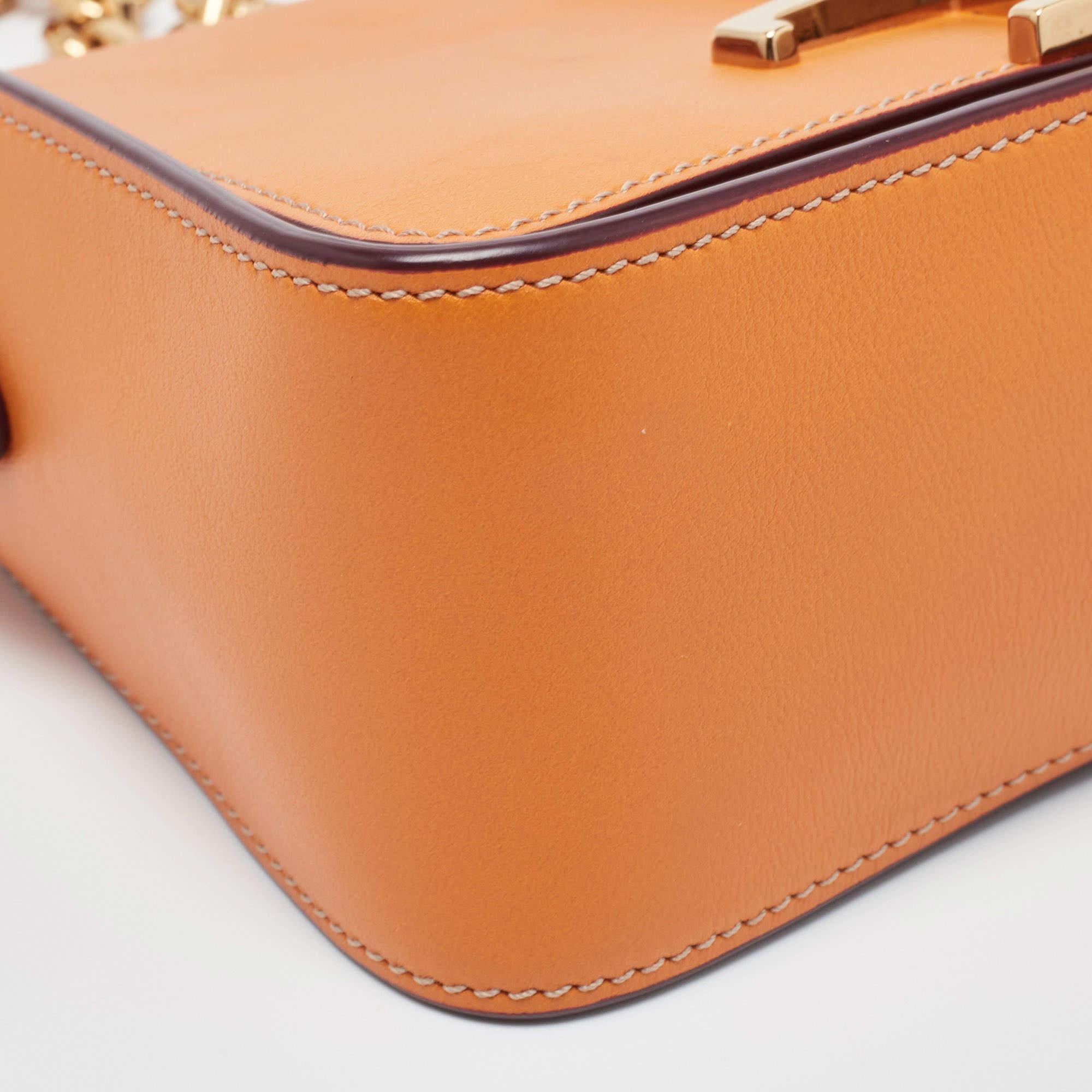 Tod's Orange Leather T Timeless Chain Shoulder Bag 9