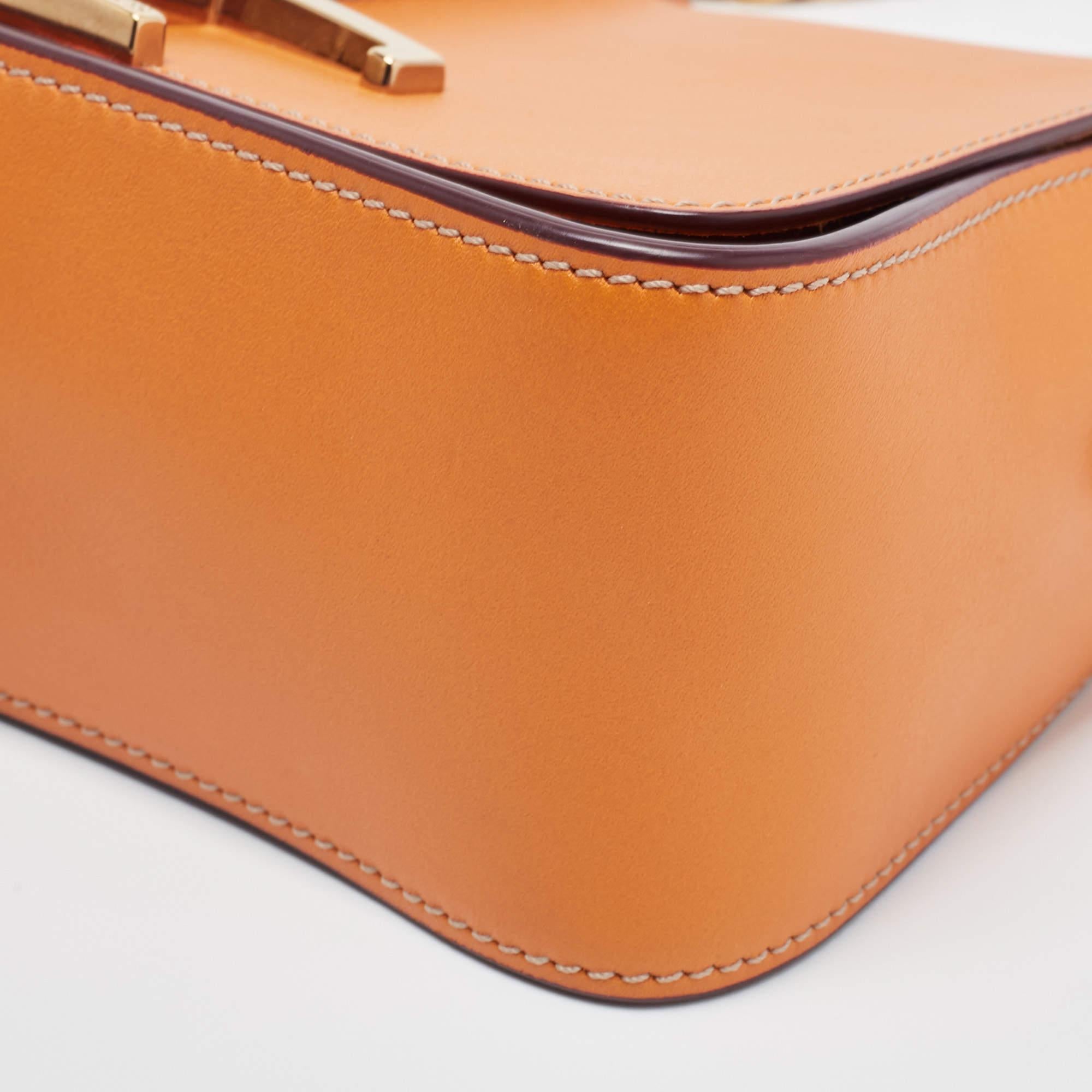 Tod's Orange Leather T Timeless Chain Shoulder Bag 10