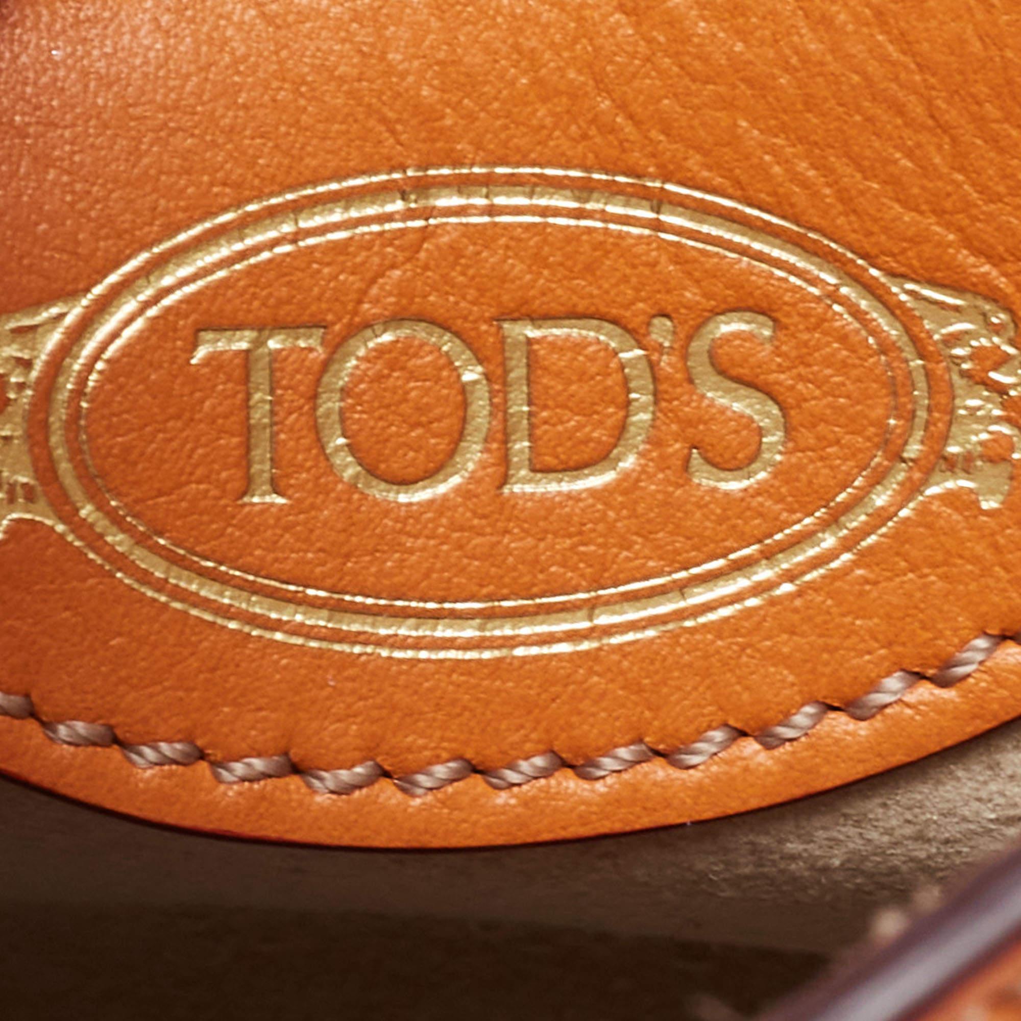 Tod's Orange Leather T Timeless Chain Shoulder Bag 12