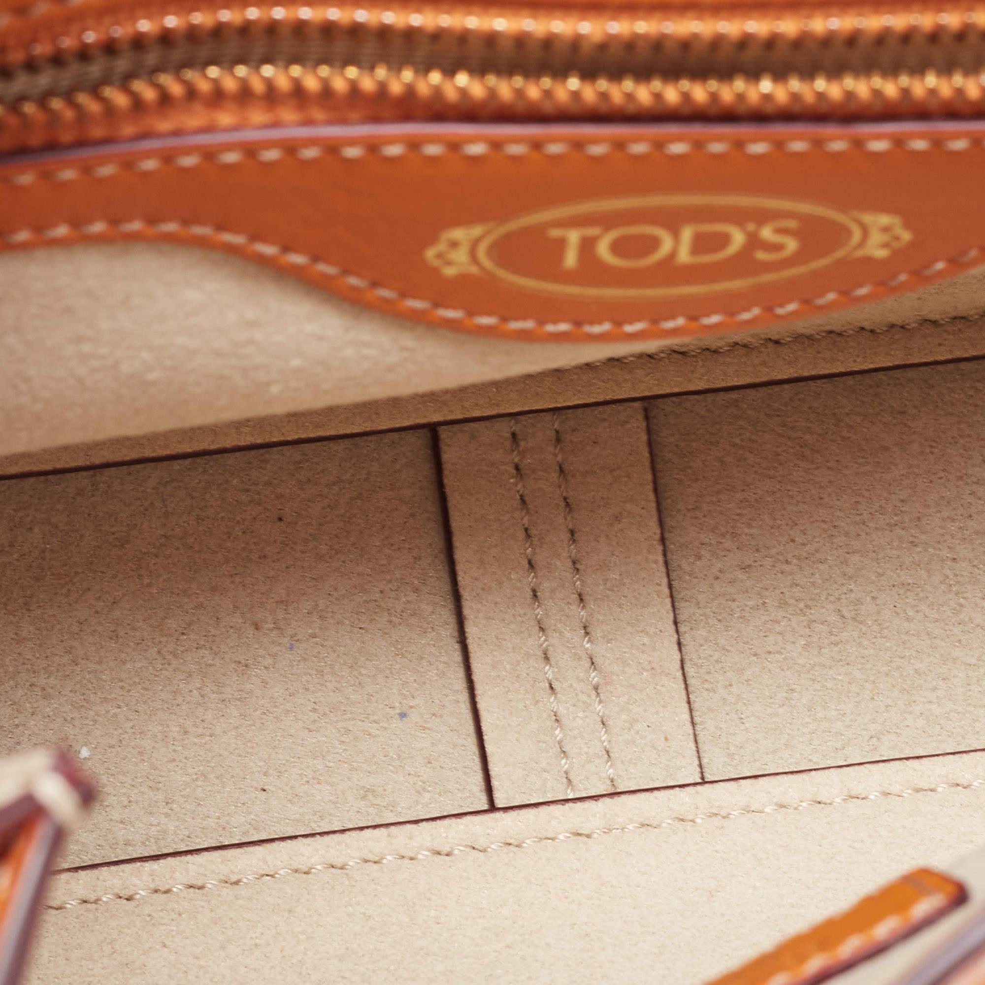 Tod's Orange Leather T Timeless Chain Shoulder Bag 2