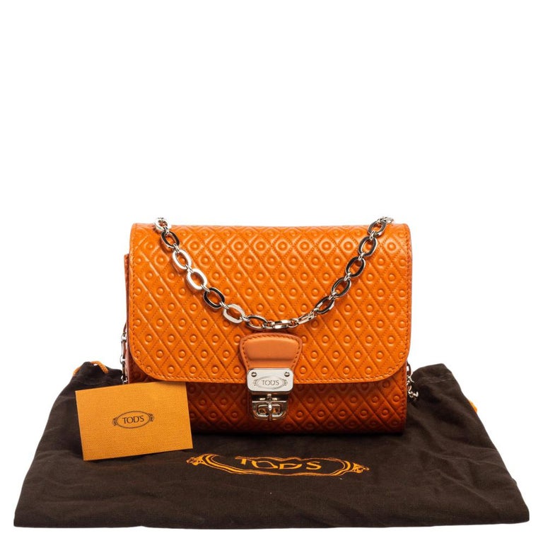 Louis Feraud Vintage Orange Leather Middle Shoulder Bag EUC