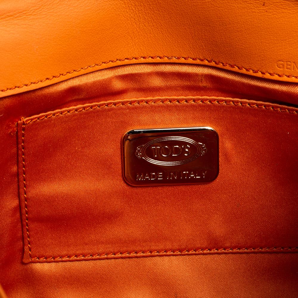 Tod's Orange Signature Embossed Leather Flap Shoulder Bag 4