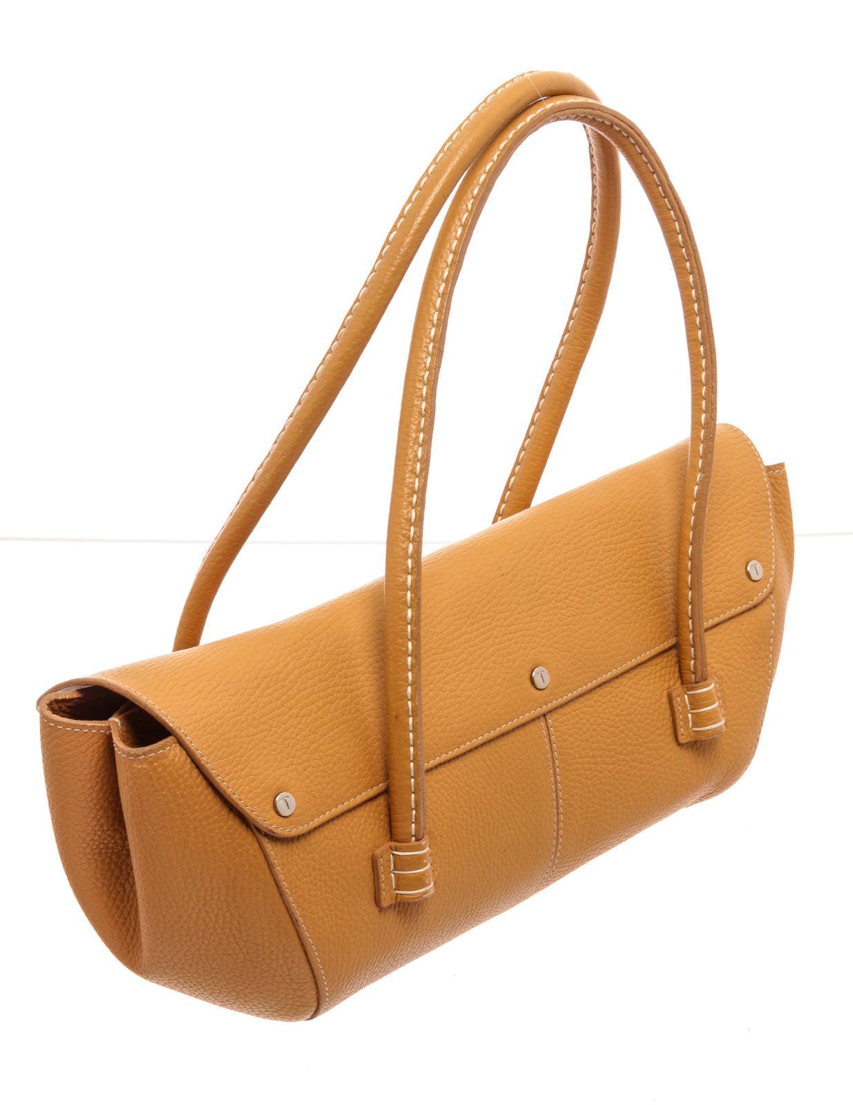 Tods Orange Kleine Leder-Umhängetasche mit goldfarbenen Beschlägen, Lederbesatz im Zustand „Gut“ im Angebot in Irvine, CA