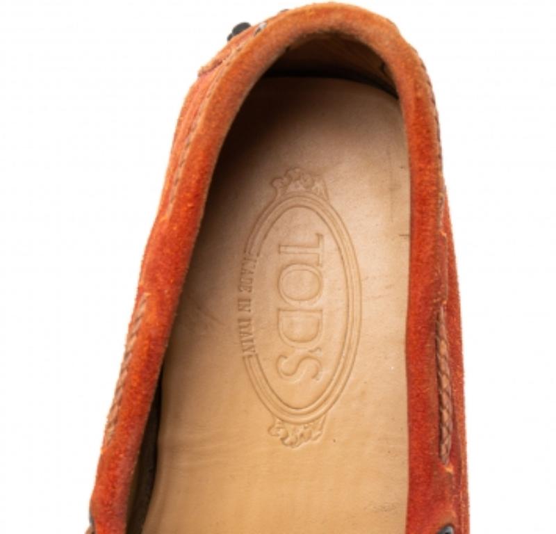 Red Tod's Orange Suede Bow Loafers Size 41 For Sale