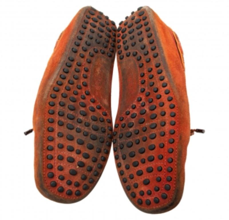 Tod's Orange Suede Bow Loafers Size 41 For Sale 1