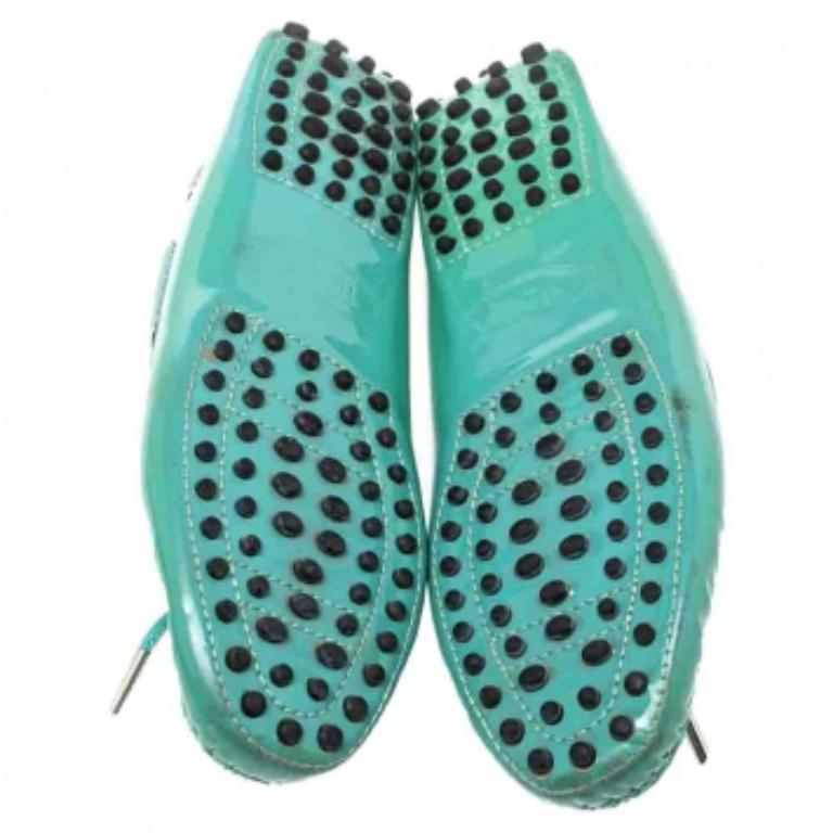 Tod's Pale Green Patent Leather  New Gommini Loafers Size 36.5 For Sale 3
