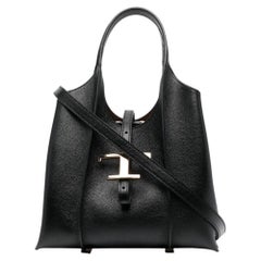 Tod'S Pebbled Leather Top Handle Bag — Black