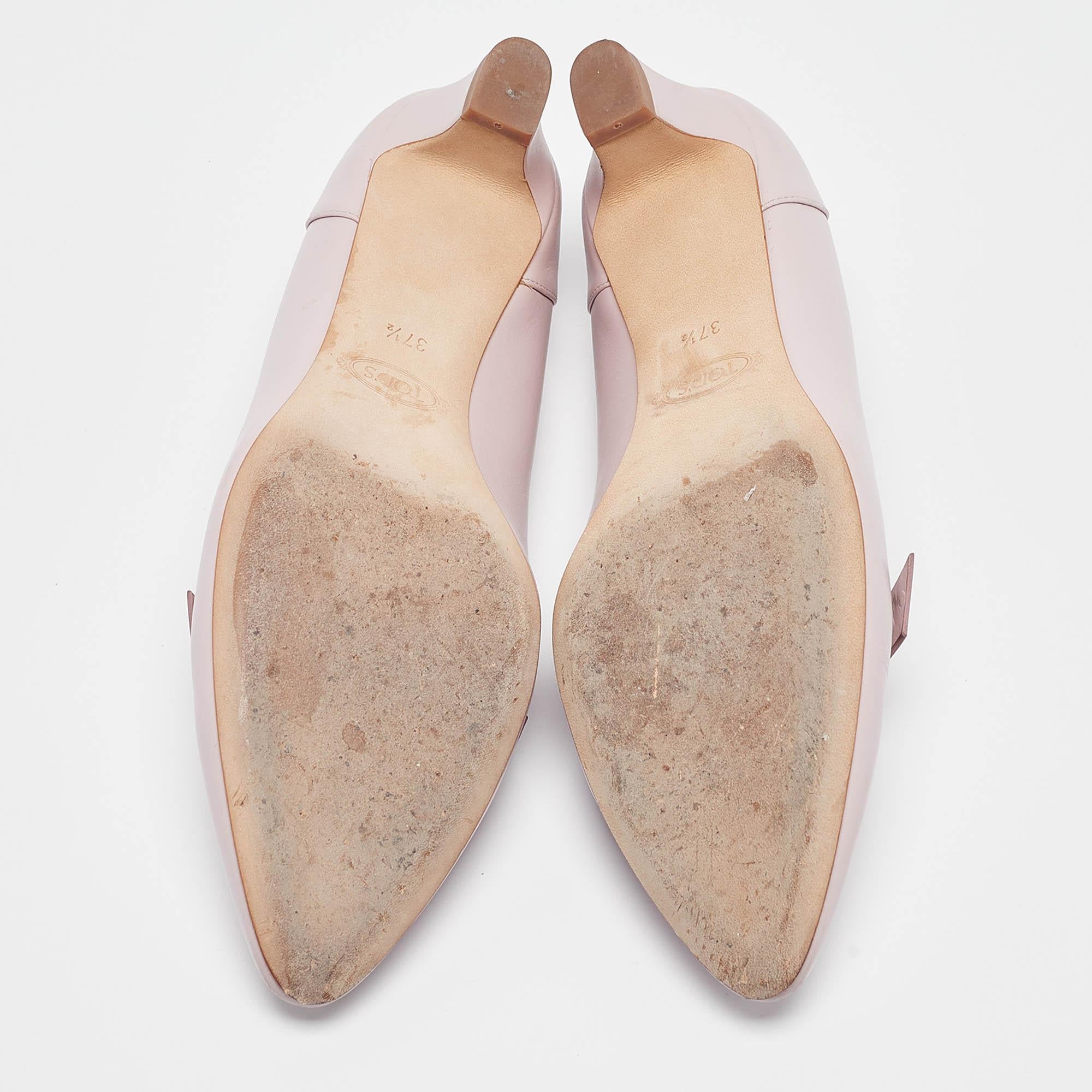 Bombas Tod's de piel rosa con lazo y tacón bloque talla 37.5 en venta 1