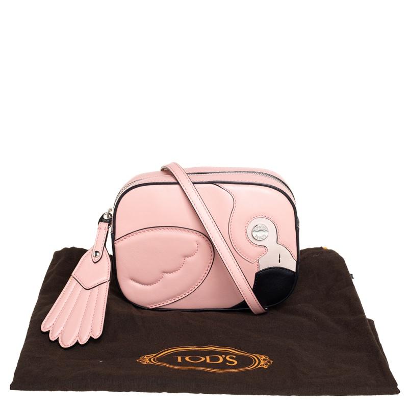 Tod's Pink Leather Flamingo Camera Crossbody Bag 7