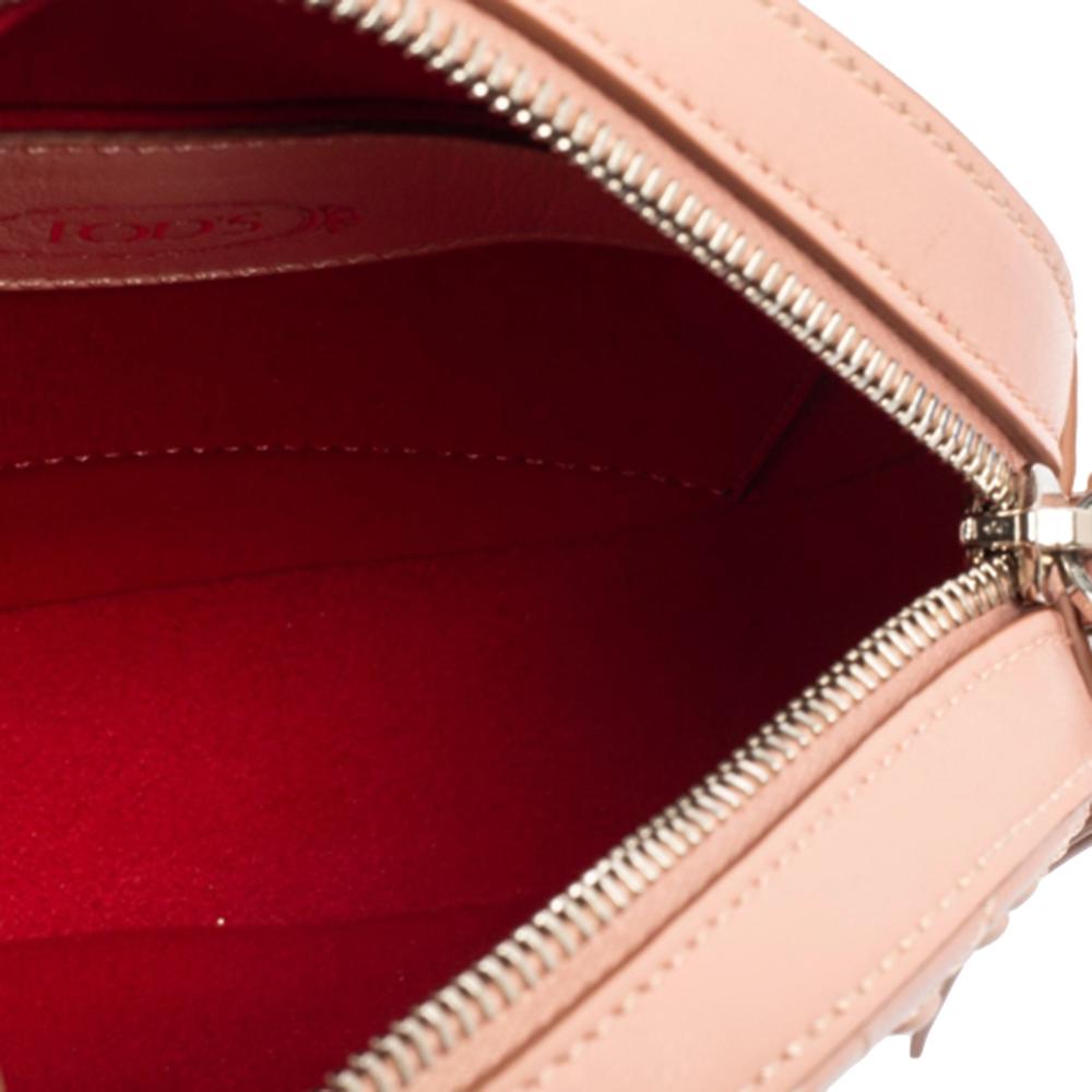 Tod's Pink Leather Gommini Round Crossbody Bag 2