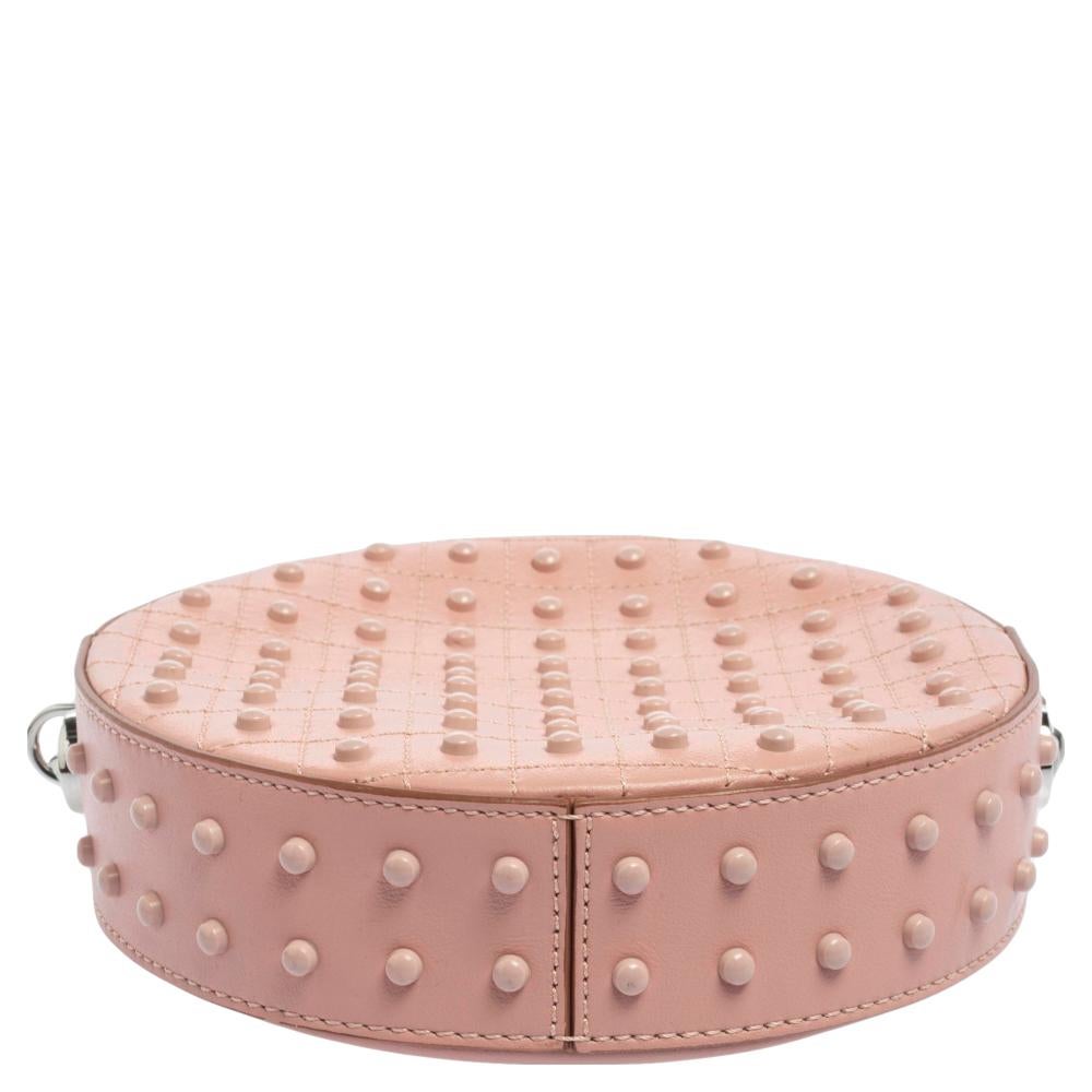 Tod's Pink Leather Gommini Round Crossbody Bag 4