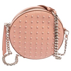 Tod's Pink Leather Gommini Round Crossbody Bag