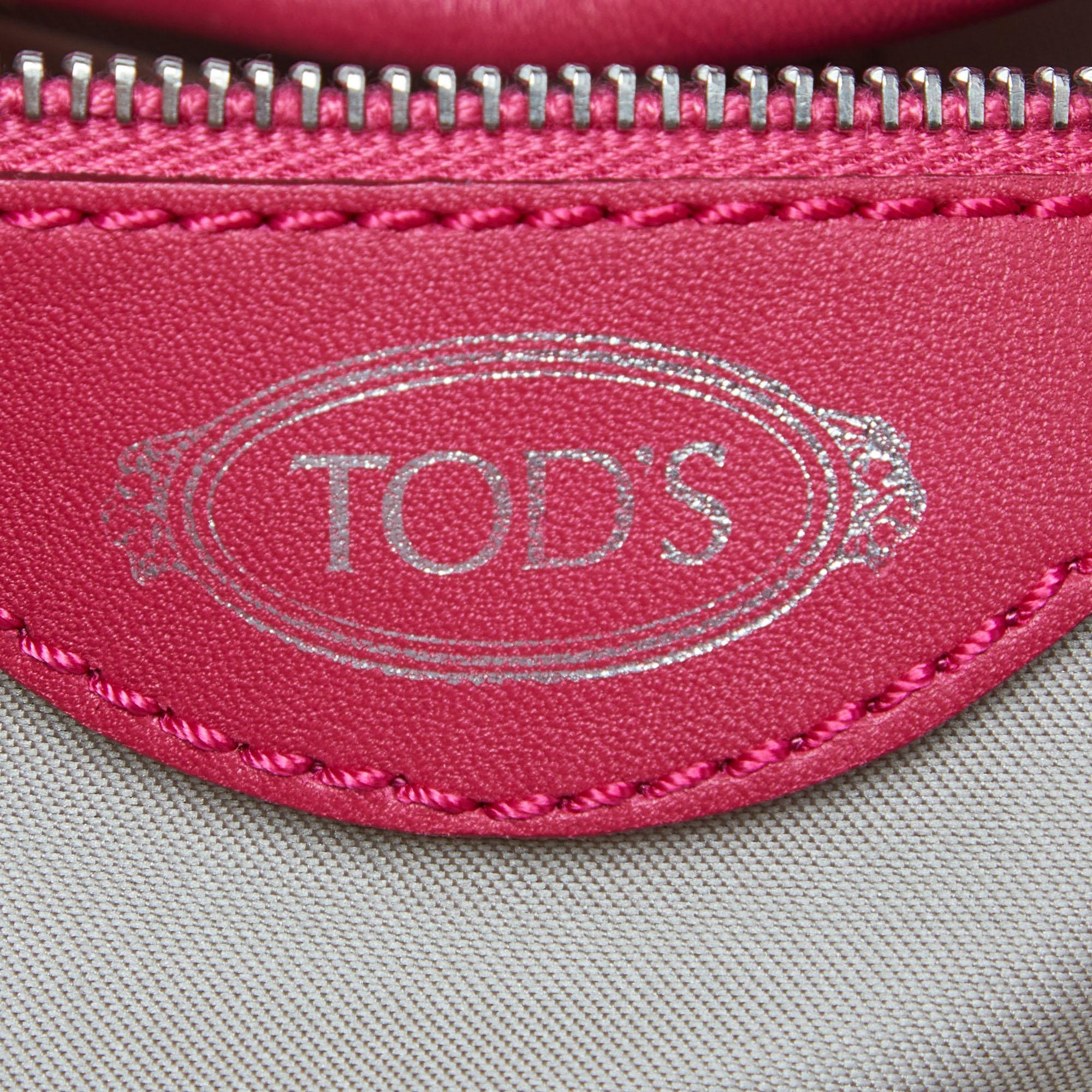 Tod's Pink Leather Media Shopper Tote 6