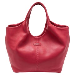 Tod's Pink Leather Media Shopper Tote