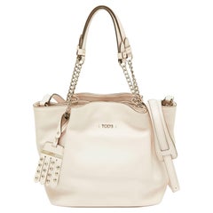Tod's Pink Leather Mini Flower Chain Tote