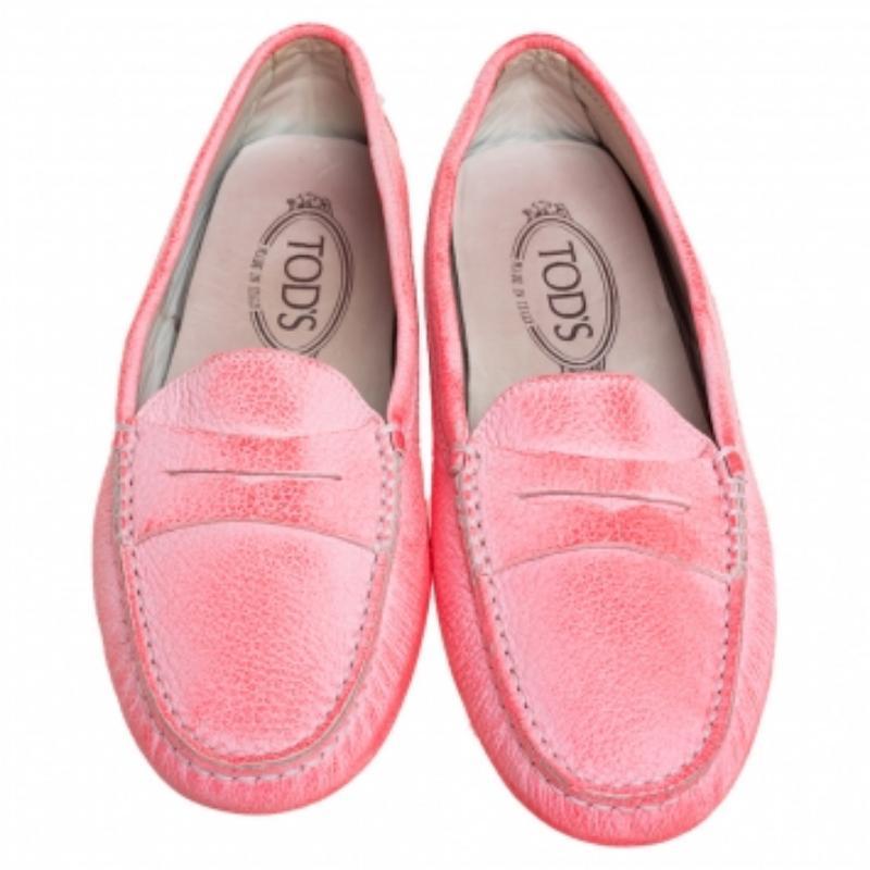 Tod's Pink Leather Penny Loafers Size 38 For Sale 3