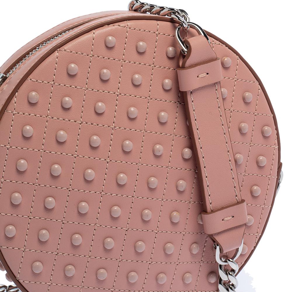 Tod's Pink Leather Round Gommini Crossbody Bag 4
