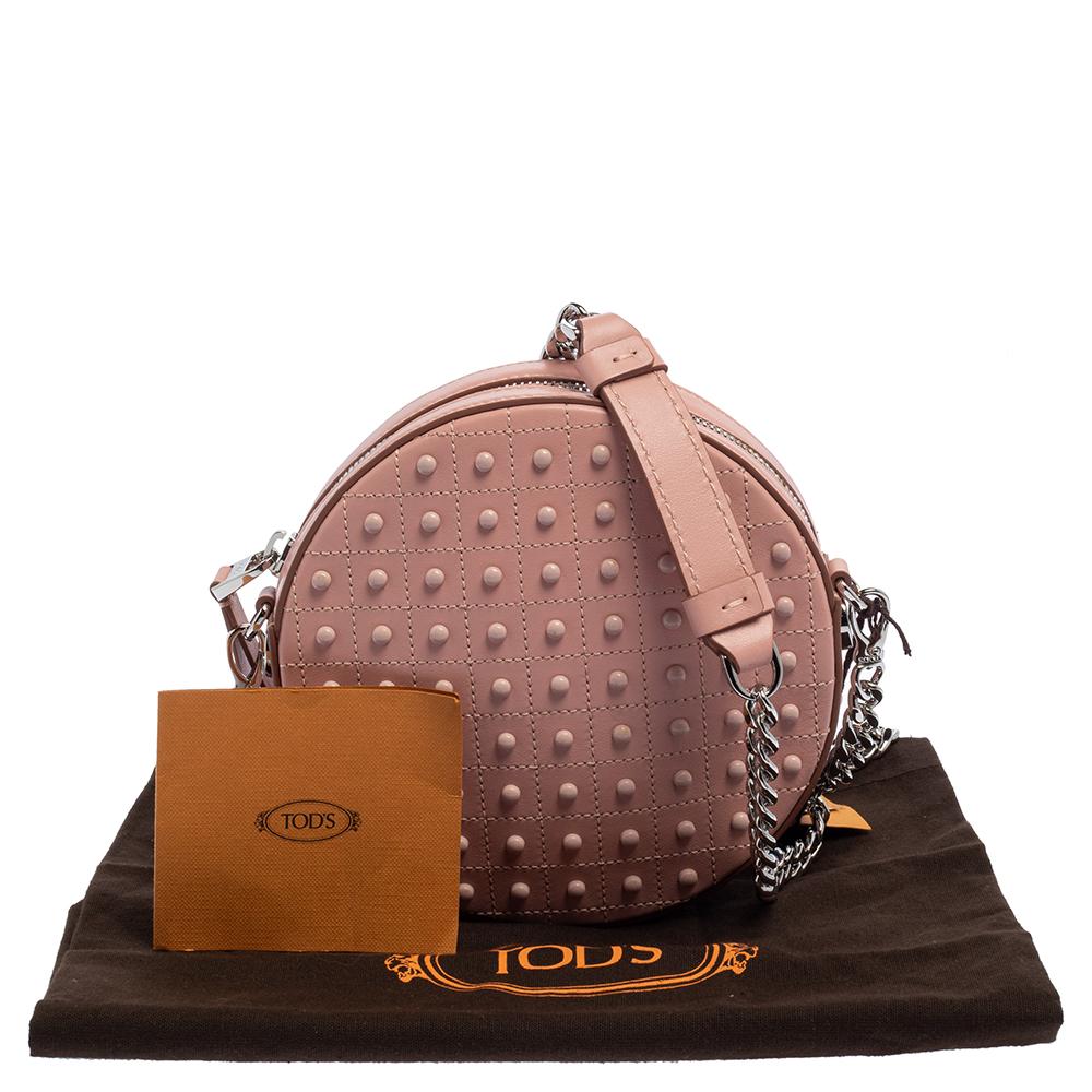 Tod's Pink Leather Round Gommini Crossbody Bag 7