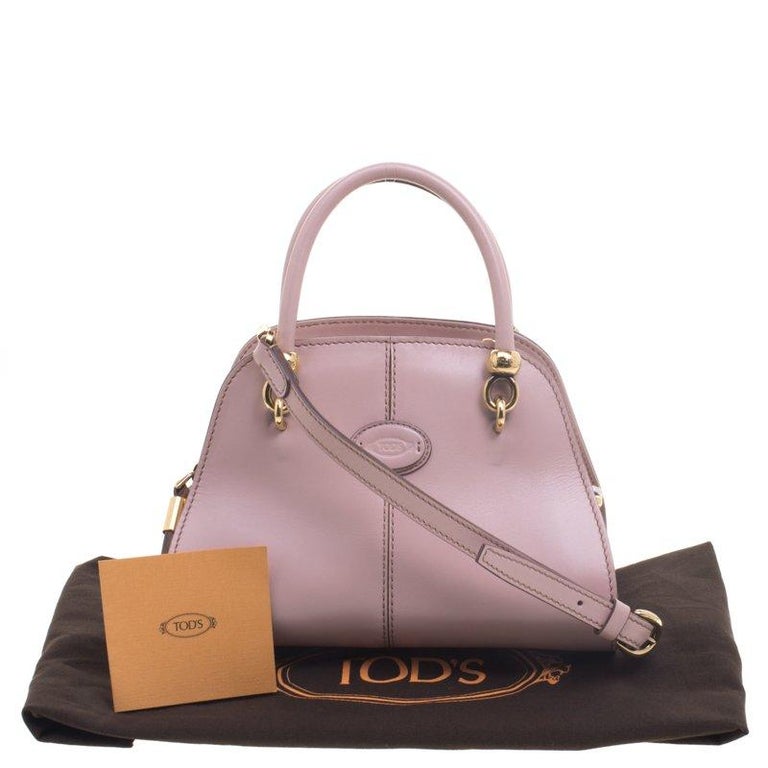 Tod's Pink Leather Small Sella Bowling Bag For Sale at 1stDibs
