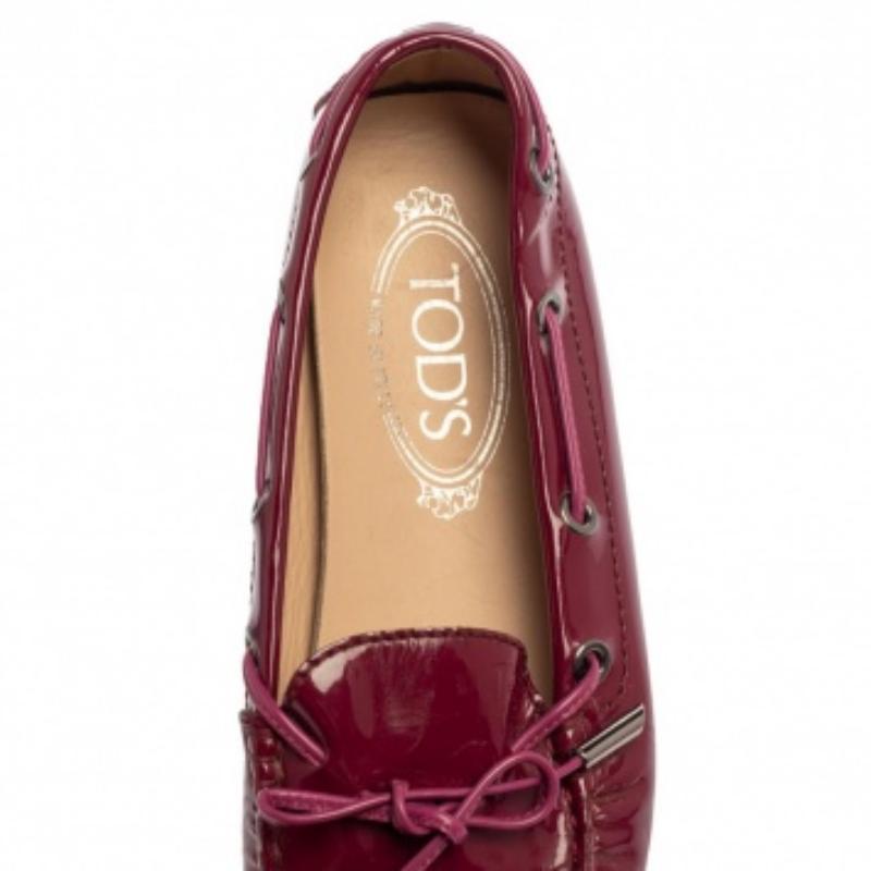 Tod's Pink Patent Leather Bow Loafers Size 36.5 For Sale 1