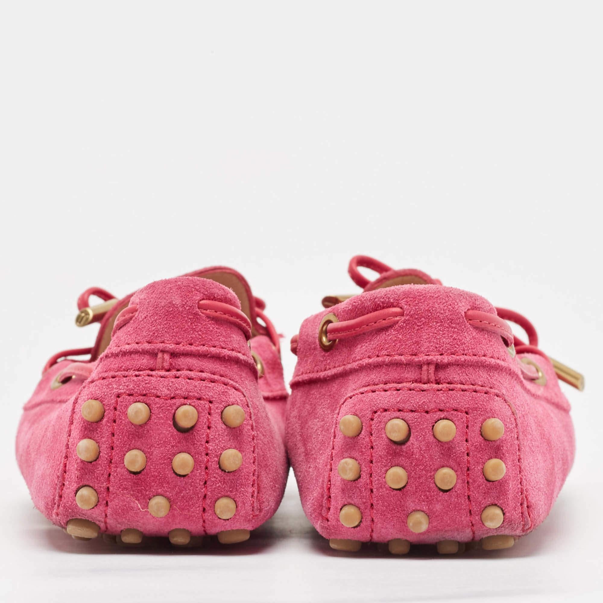 Tod's Pink Suede Slip On Loafers Size 37 For Sale 1