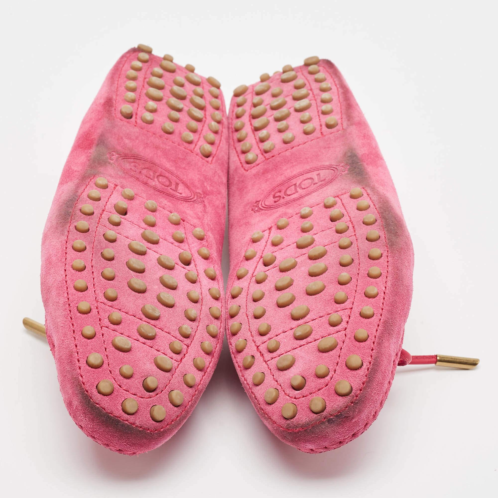 Tod's Pink Suede Slip On Loafers Size 37 For Sale 2