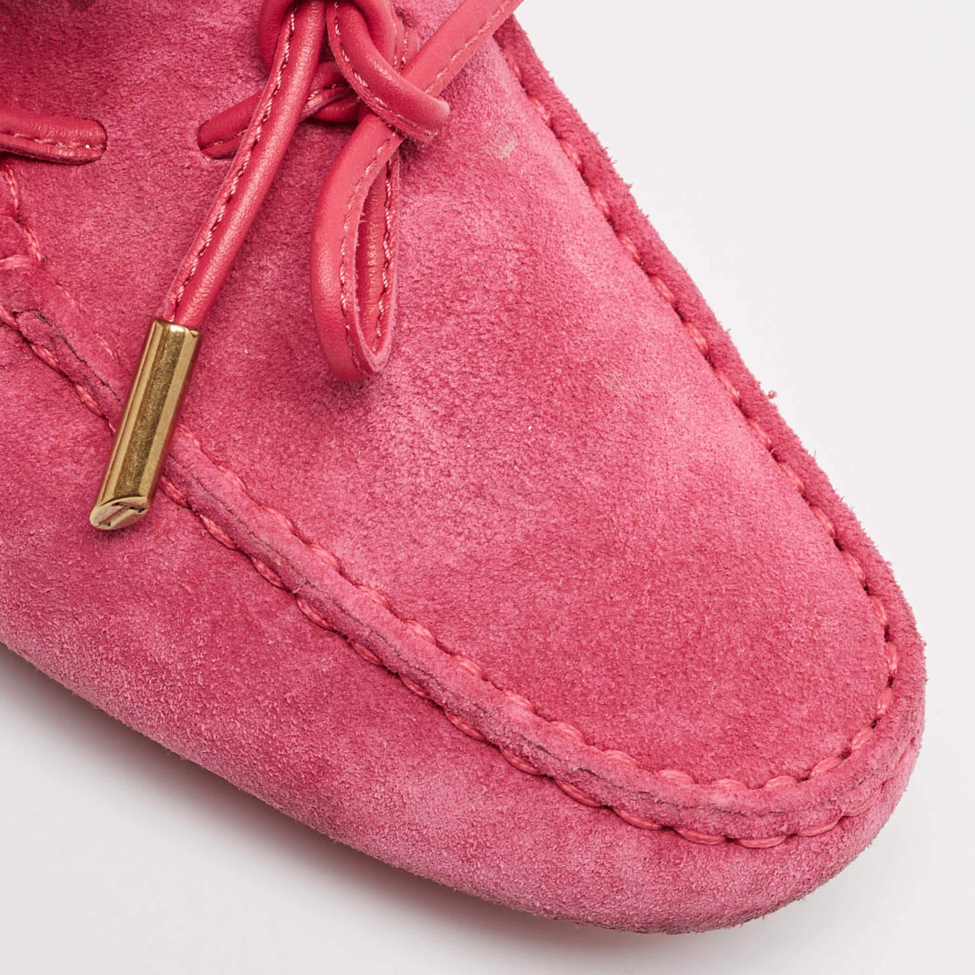 Tod's Pink Suede Slip On Loafers Size 37 For Sale 3