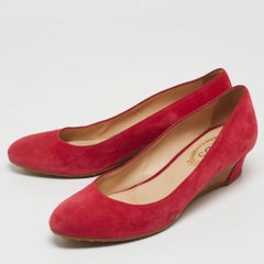 Tod's Pink Suede Wedge Pumps Size 37.5