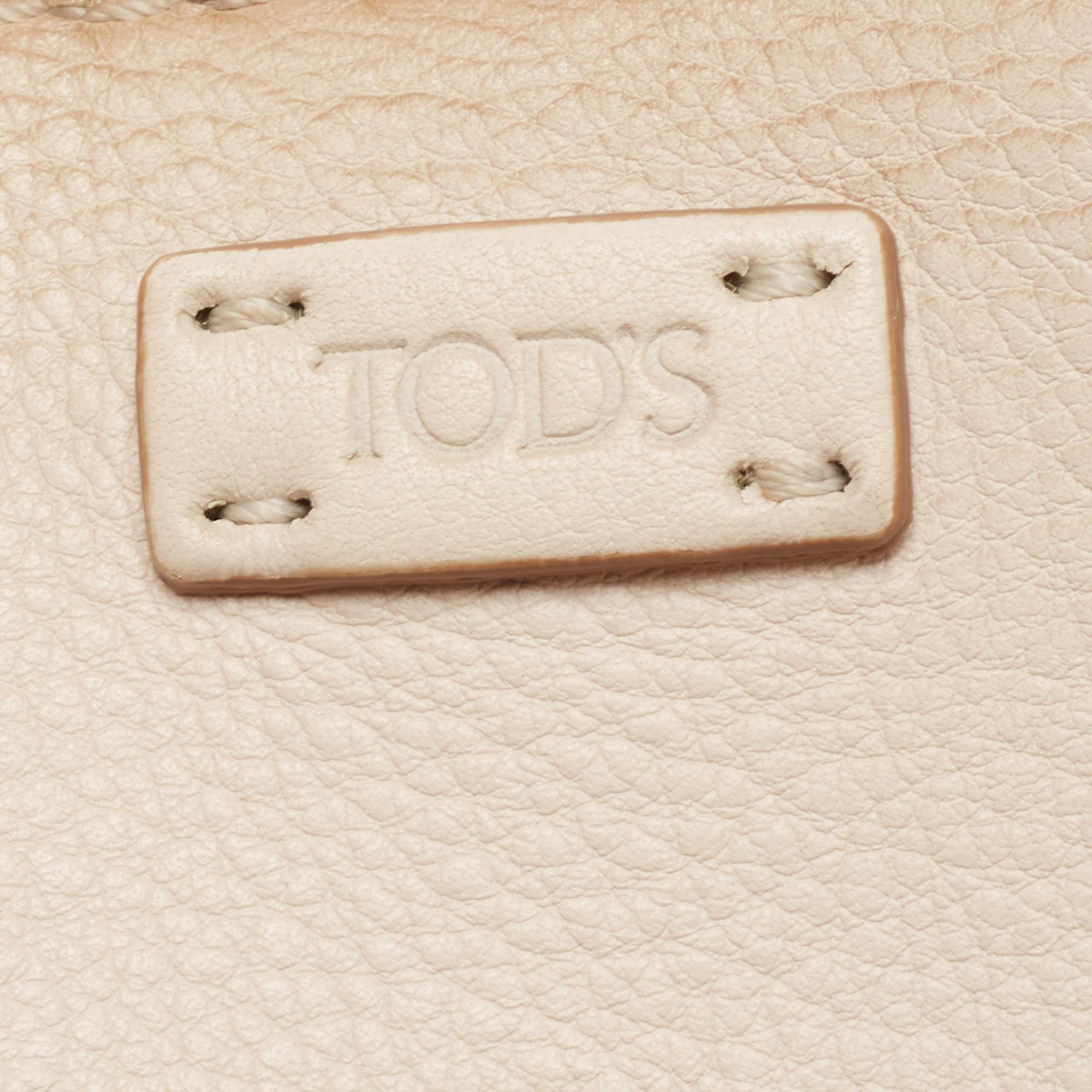 Tod's Powder Pink Leather Tote For Sale 2
