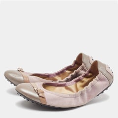 Tod's Purple Leather and Suede Scrunch Ballet Flats Size 40.5
