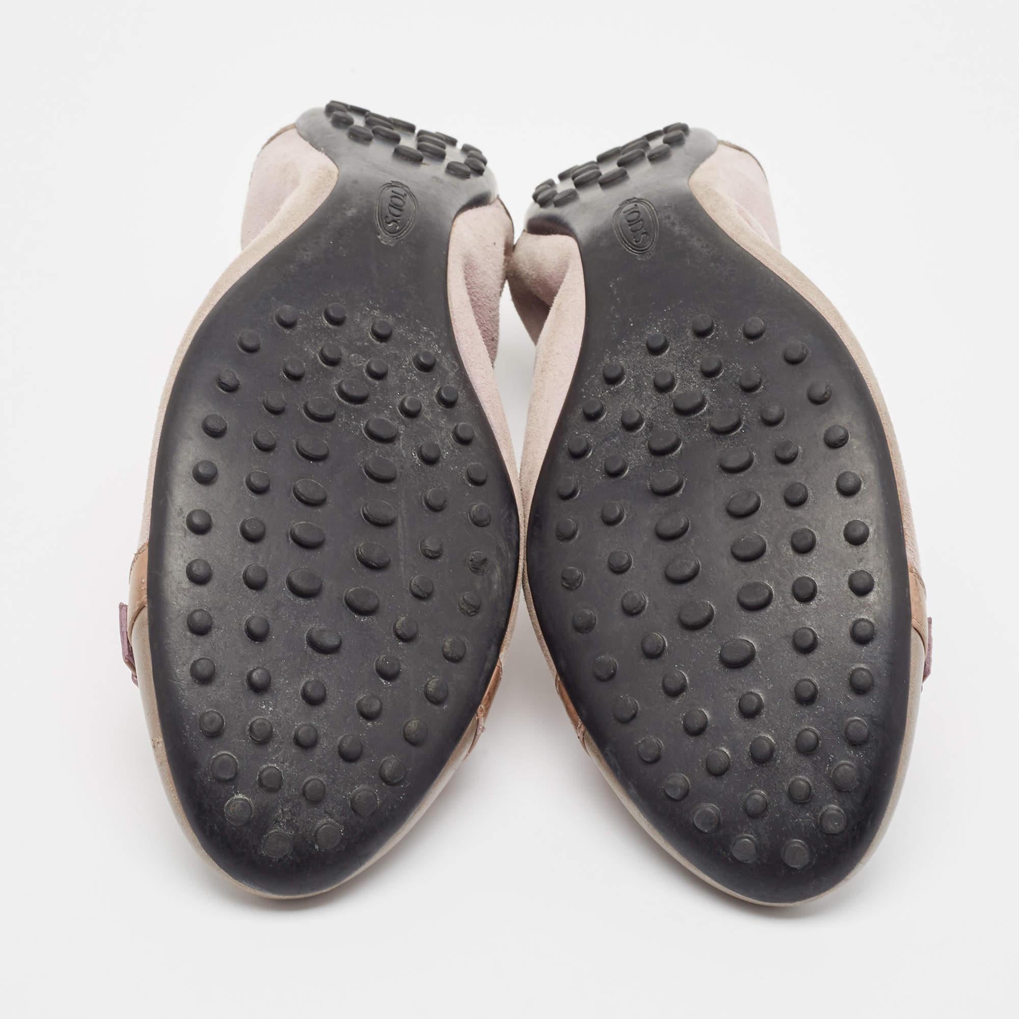 Tod's Purple Leather and Suede Scrunch Ballet Flats Size 40.5 For Sale 1