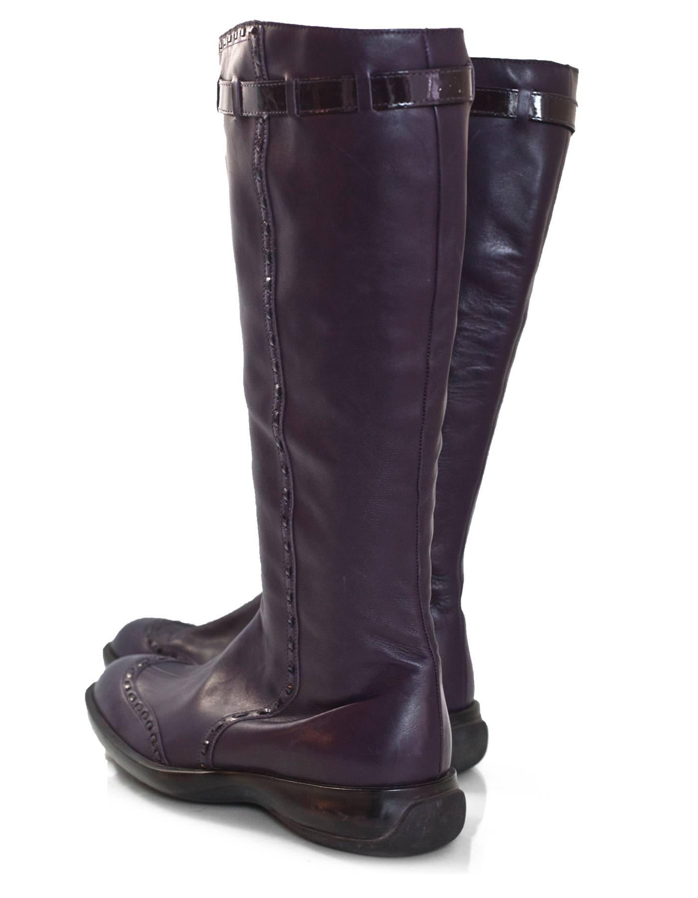 TOD's Purple Leather Boots Sz 38.5 In Good Condition In New York, NY