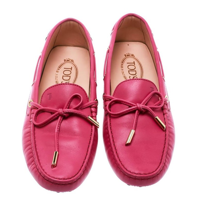 Tod S Purple Leather Bow Loafers Size 40 For Sale At 1stdibs