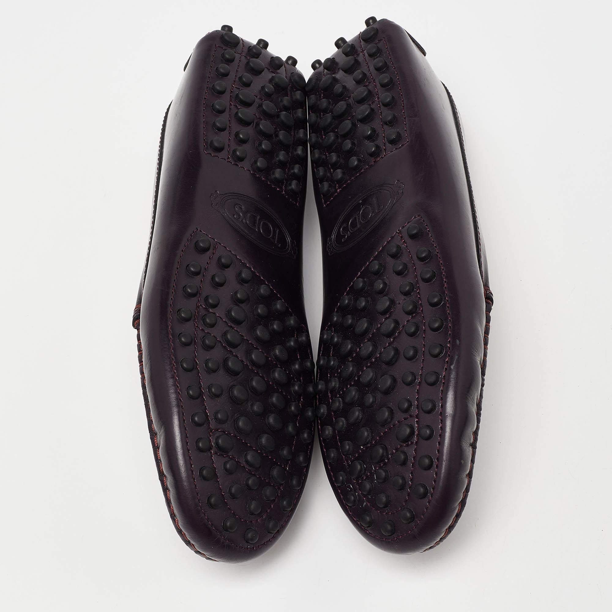 Tod's Purple Leather Detail Penny Loafers Size 35.5 For Sale 1
