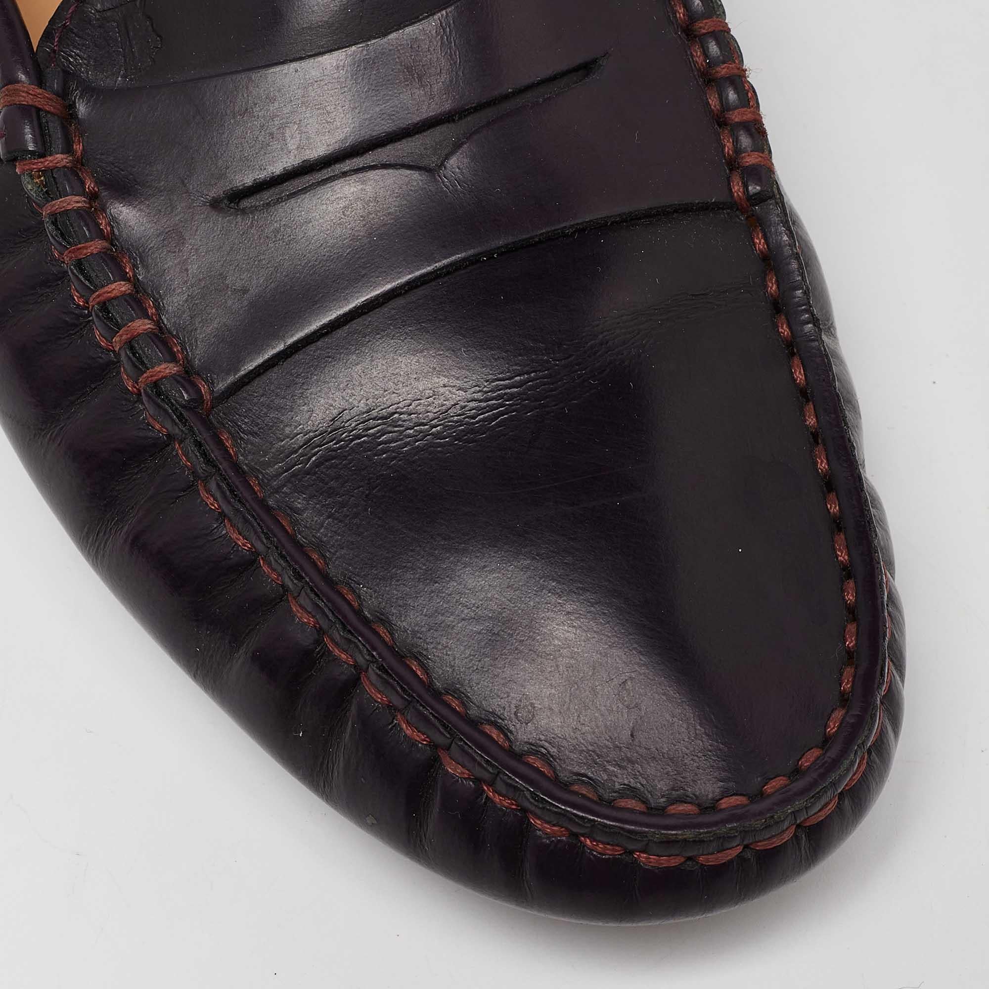 Tod's Purple Leather Detail Penny Loafers Size 35.5 For Sale 3