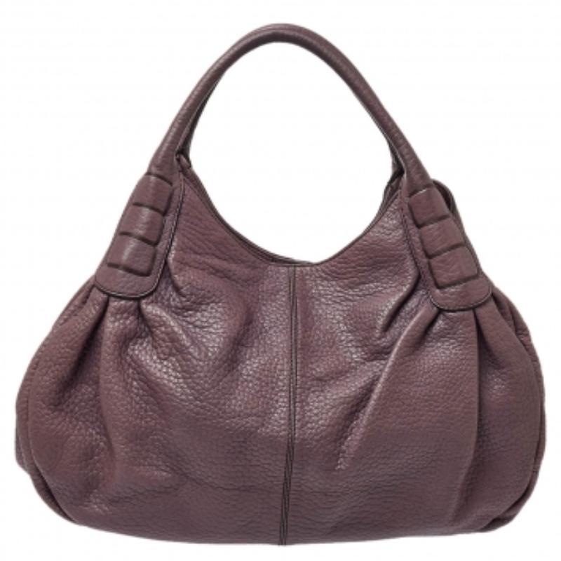 Gray Tod's Purple Leather Ivy Sacca Media Hobo For Sale