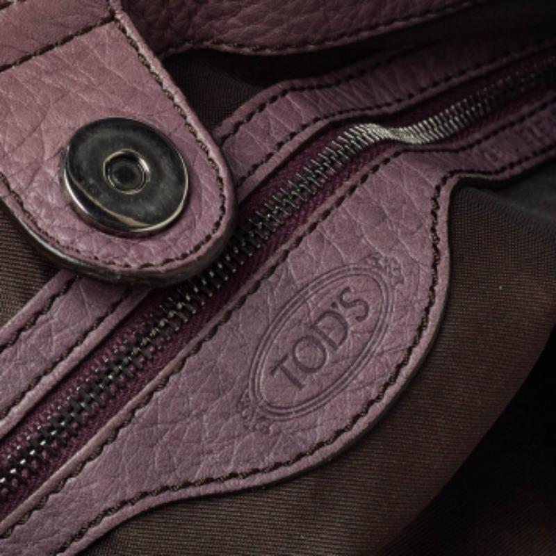 Tod's Purple Leather Ivy Sacca Media Hobo For Sale 3