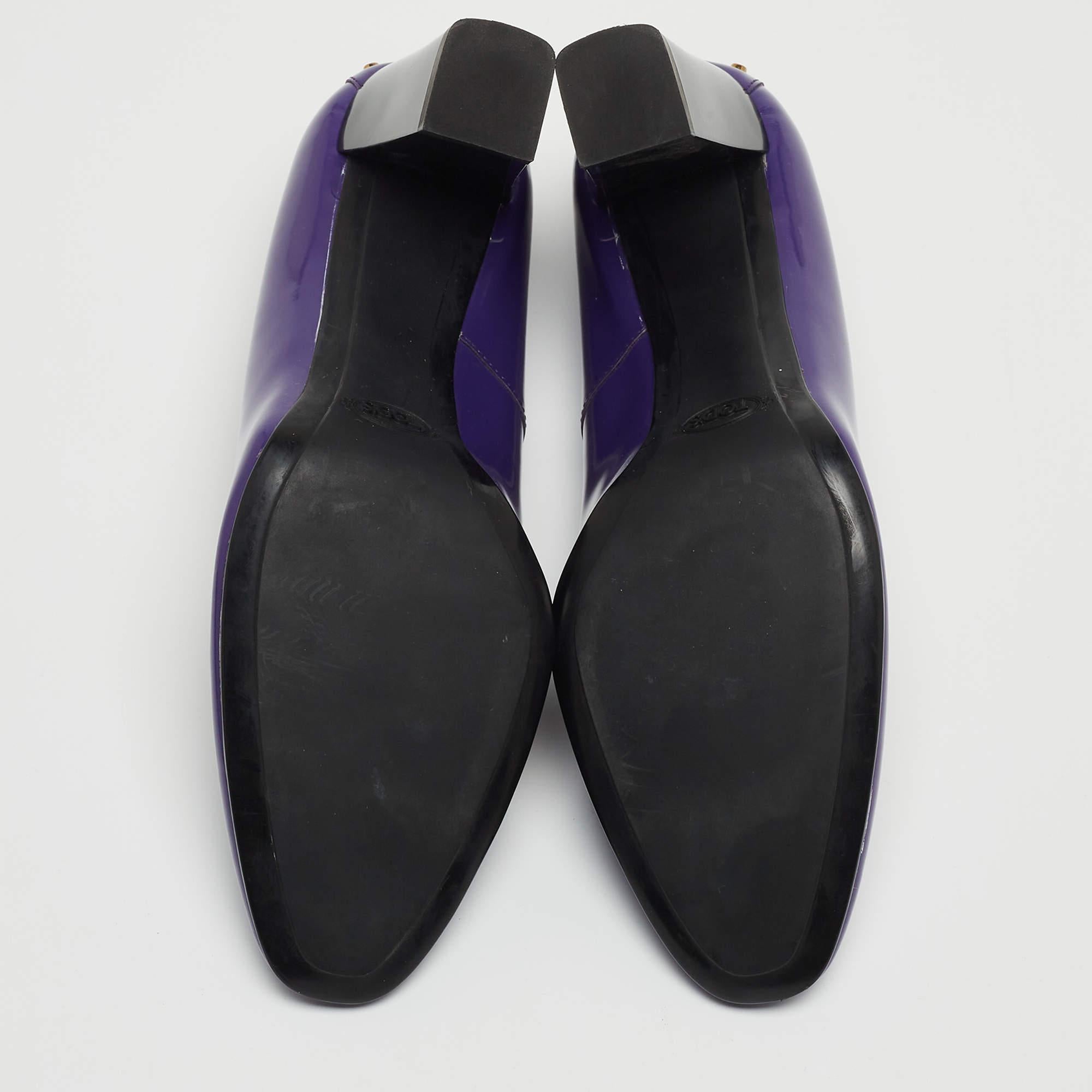 Tod's Purple Patent Leather Studded Block Heel Pumps Size 36.5 2