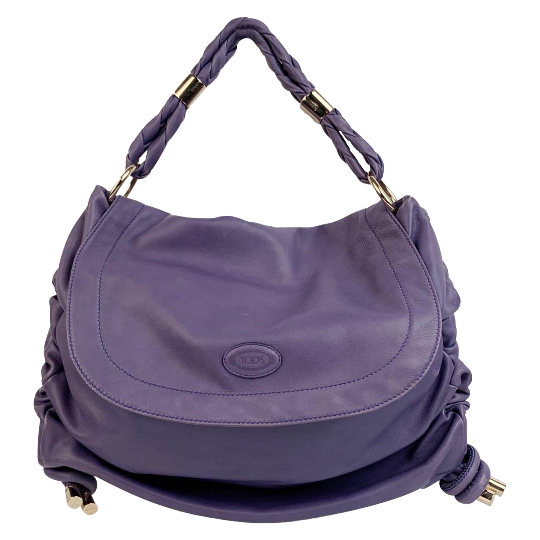 Tod
s Purple Soft Leather Medium Goa Flap Shoulder Bag