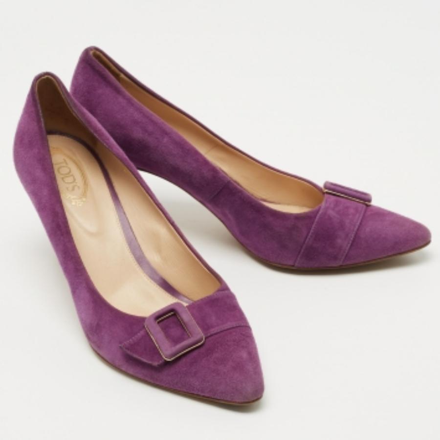 Tod's escarpins à boucle en daim violet, taille 39,5 en vente 1