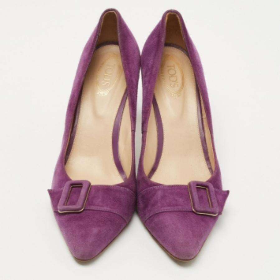 Tod's escarpins à boucle en daim violet, taille 39,5 en vente 2
