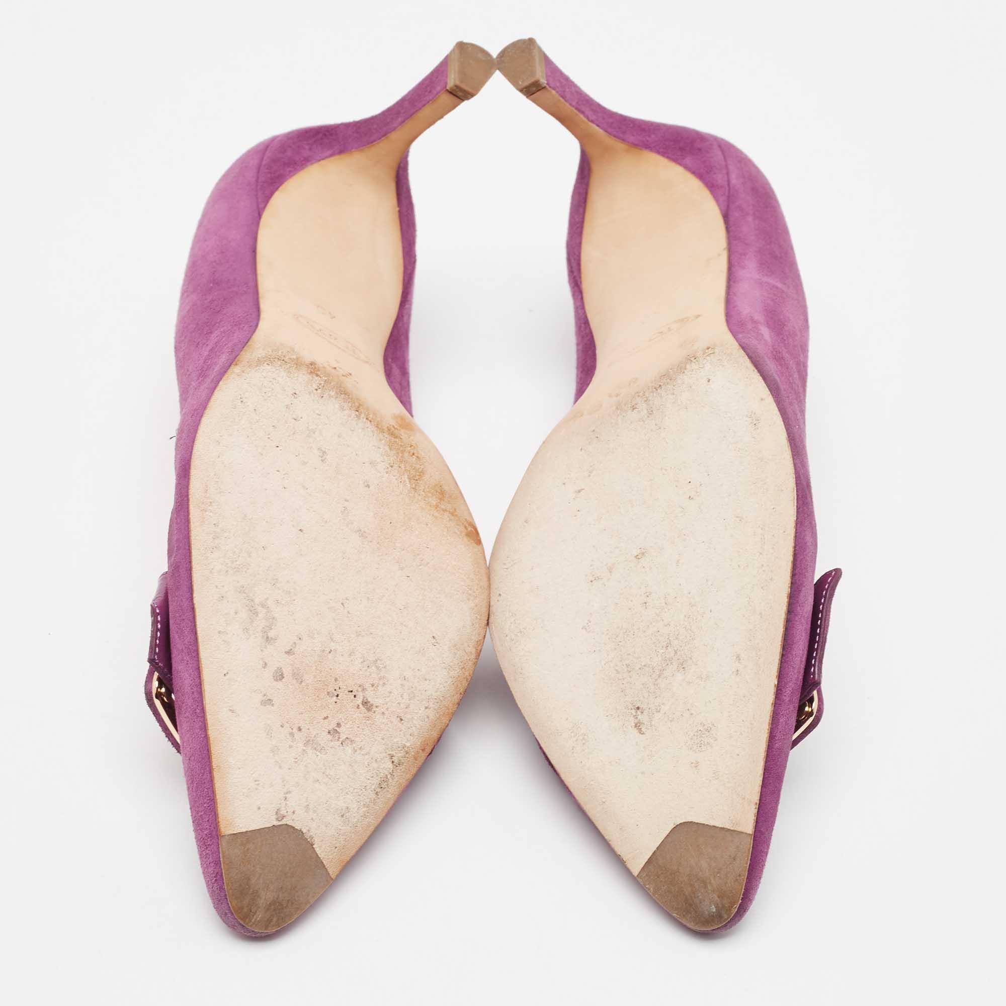 Tod's Purple Suede Buckle Pumps Size 40 For Sale 2