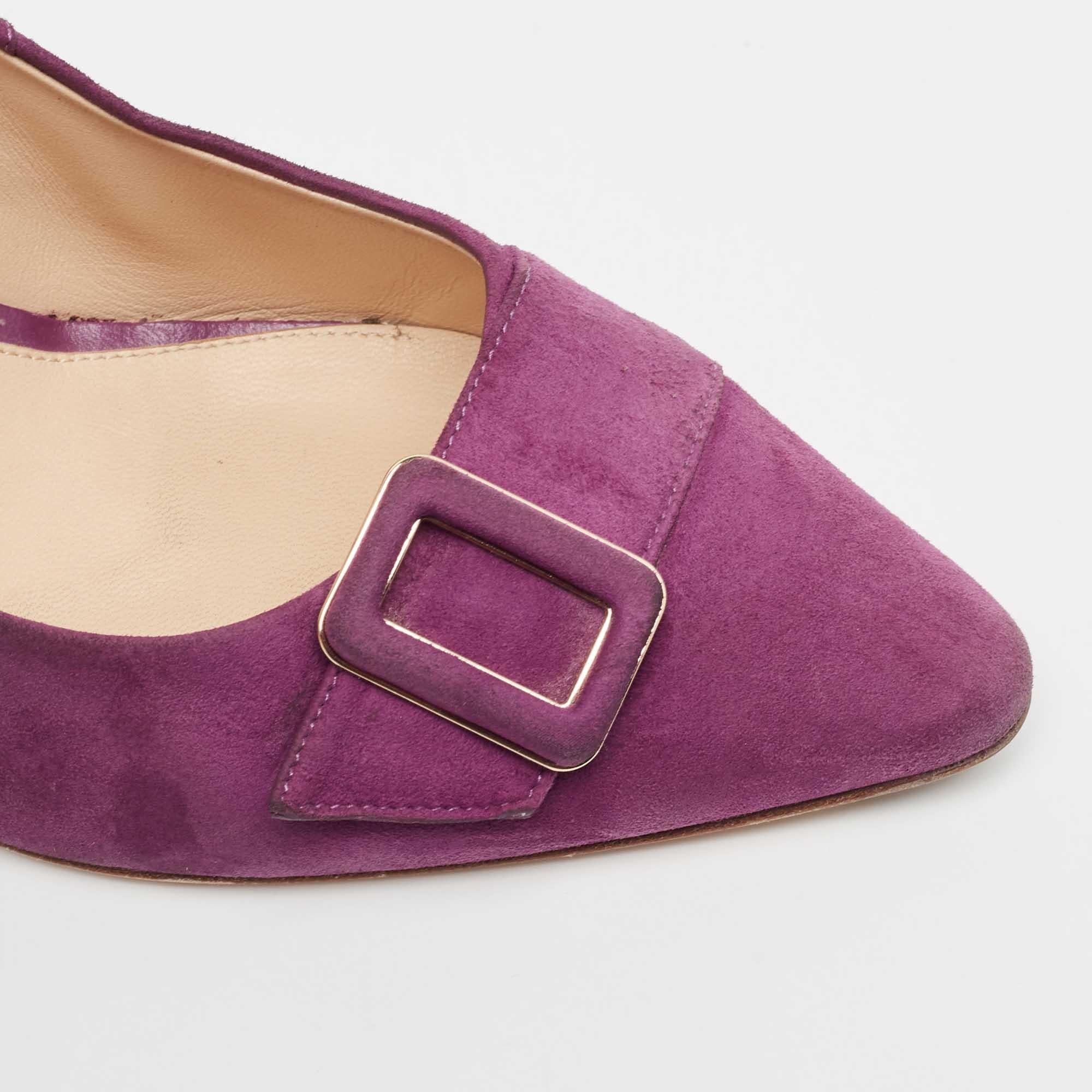 Tod's Purple Suede Buckle Pumps Size 40 For Sale 3