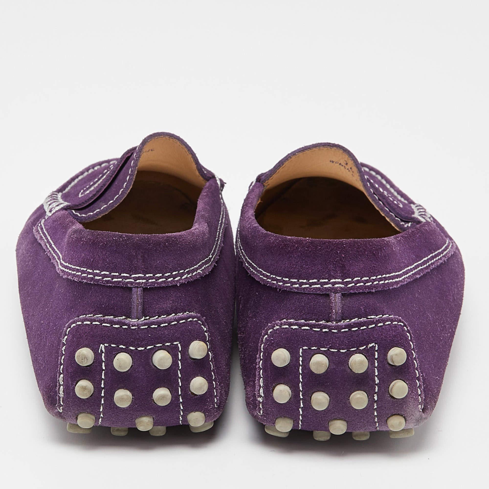 Women's Tod's Purple Suede Gommino Penny Slip On Loafers Size 36 For Sale