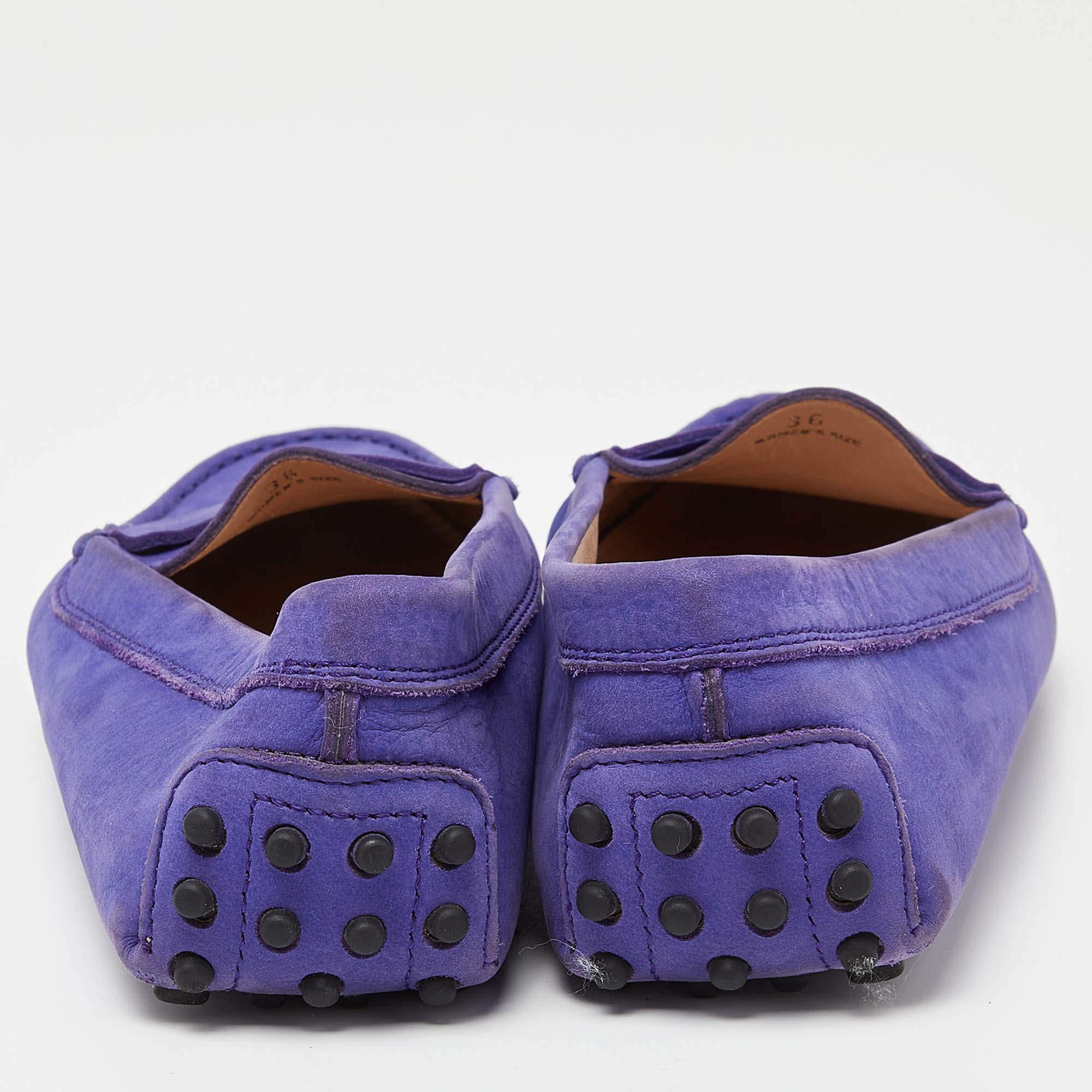 Tod's Purple Suede Penny Slip On Loafers Size 36 For Sale 1